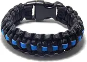 Paracord Survival Bracelet Black Thin Blue Line Police