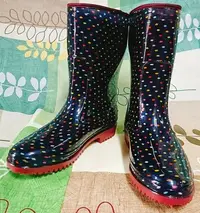 在飛比找Yahoo!奇摩拍賣優惠-皇力高級女用彩色雨鞋 雨靴 (藍點)