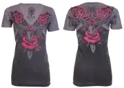 Rebel Saint by Affliction Women's T-shirt Double Shot Biker Tattoo