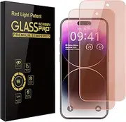 2 Pack Screen Protector for iphone 15 Pro Max [6.7 inch], New Red Light 9H Tempered Glass Screen Protector Upgraded Protection, Anti-Blue Light, Anti-Reflection, Patented Eye Protection.