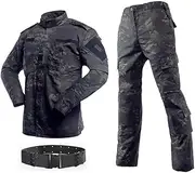 [HANSTRONG GEAR] Men Tactical BDU Combat Uniform Jacket Shirt & Pants Suit for Army Military Airsoft Paintball Hunting Shooting War Game Multicam Black MCBK