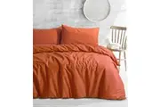 Royale Cotton Quilt Duvet Doona Cover Set with Europeon pillowcases - Rust