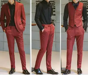 FINDSENSE品牌 韓國男 羊毛呢格子 四件式西裝外套 成套西裝 成套西裝 西裝外套 外套+襯衫+背心+褲子