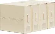 SheetCube Bed Sheet Organizers and Storage 4 Pack, Foldable Linen Closet Organizer with Window and Label, Bedding Folder Storage Box Container for Blanket, Duvet Cover Set, Bed Sheet Set - Beige