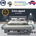 Artiss AVIO King Bed Frame Grey with 4 Drawers Storage Upholstered Base Modern