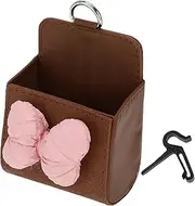X AUTOHAUX 1 Pcs Car Trash Can Hanging Trash Bin 3.5" Length 2.0" Width 4.3" Height Pink Brown Faux Leather