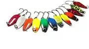 Fishing Spoons Set of 12 Trout Spoons Set-Mini Rotating Fishing Spoons 3cm 3g-Assorted Colors Artificial Metal Baits