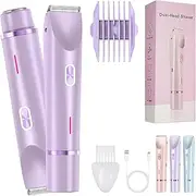 Beauty Bloom Razor, Beauty Bloom V2, Bikini Trimmer, 2 in 1 Women's Body Shaver, Dual-Head Electric Shaver for Underarms, Legs, Arms, IPX7 Waterproof (Purple)