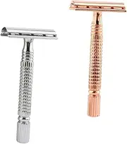 VICASKY Old Style Metal Manual Razor Double-edged Safety Shaver for Beard Face Leg Armpit Travel Kit for Men