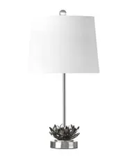 JONATHAN Y Amelia Lotus 25in Crystal LED Table Lamp Smoke