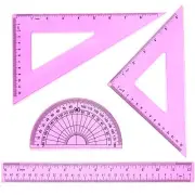 12 Inch Math Geometry Tool Plastic Ruler Set Includes Straight Ruler Triangle...