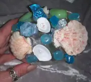 Small glass crystal fish cave aquarium decoration in Blue/Grn Glow in the Dark!
