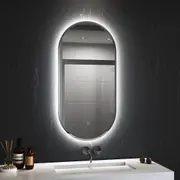 ELEGANT Oval Anti-Fog Bathroom Mirror 90x45cm Touch Switch Backlit&Frontlit 3 Colours Variable LED Light Horizontal or Vertical Wall Mirror