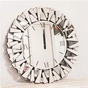 FIN Ornate Wall Mirrored Clock Sunburst Beveled Glass Edge Wall Mirror Entryway Deco
