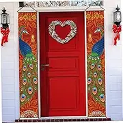 Diwali Porch Banner 12x71 With Peacock Design - Fade Resistant Decorations for Home Party, Indian Festival of Lights