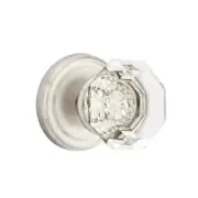 Emtek Old Town Clear Crystal Door Knob Privacy Regular Rosette Satin Nickel