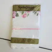 Vtg Springmaid No Iron percale Standard 2 Pillow Cases Pink-green-purple-lace