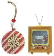 Holiday Scene TV Ornament Striped Snowflake Christmas Tree Gift