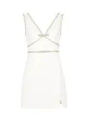 Self-portrait Bow Crystal-embellished Mini Dress - White - 14 (UK14 / L) 14 (UK14 / L)