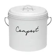 Ladelle Enamel Eco Kitchen Scraps Compost Bucket with Filter White