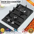 30cm Gas Cooktop Stove Set Cooker 2 Burner Cook Top Knobs Natural Gas LPG Black