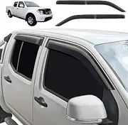 Weather Shields for Nissan Navara D40 Accessories 2005-2015 Dual Cab, Weathershields Window Visors Car Wind Deflectors Rain Guard Exterior, Injection Smoked Tinted Black 4PCS