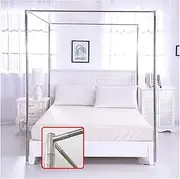 Stainless Steel Bed Canopy Frame, Mosquito Net Bracket, 4 Corners Bed Post, Thicken Threaded Bed Stand with Metal Tee Connecters, Fit for Different Size Bed (Color : 24mm, Size : 1.5x2m bed)