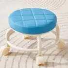 PU Leather Round Stool With Wheels Waterproof Rolling Pulley Chair Children