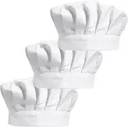 [Comebachome] Chef Hats for Men, 3pcs Adjustable Elastic Chef Hat, Dustproof Cooking 's Cap for Kitchen, Restaurant, Hotel White