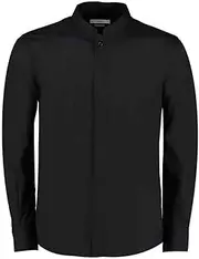 [KUSTOM KIT] Mens Mandarin Collar Long-Sleeved Shirt (UK Size: XL) (Black)