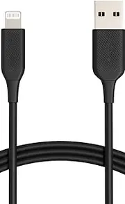 Amazon Basics ABS USB-A to Lightning Cable, MFi Certified Charger Cord for Apple iPhone 14 13 12 11 X Xs Pro, Pro Max, Plus, iPad, 10,000 Bend Lifespan - Black, 1.83m