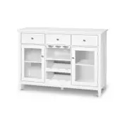 Mission 3 Drawer 2 Door Buffet Sideboard with Wine Rack White