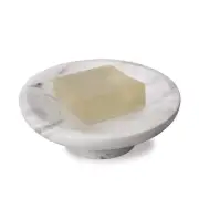 Natural Marble Soap Dish, White Stone Soap Sponge Holder for Bathroom Tub Sho...