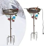 29" H 60W Heated Bird Bath,Metal Bird Bath with Heater,Thermostatically