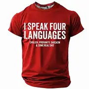 Men's Rude Offensive Funny Slang T Shirt Short Sleeve T shirt 3D Print Crew Neck Shirt Fashion Daily Street Daily Black Red Blue Summer Spring Clothing Apparel