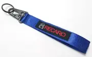JDM RECARO Blue Racing Keychain Metal key Ring Hook Strap Lanyard Nylon