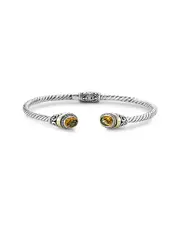 Samuel B. 18K Over Silver 1.60 ct. tw. Citrine Hinge Bangle Bracelet