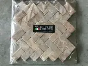 12 x 12 VALENTINO CORLEONE Herringbone Interlock Tumbled Marble Wall Floor Tile