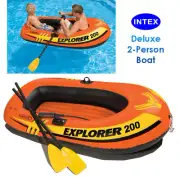 INTEX Explorer 200 2-Person Inflatable Boat w/ French Oars & Air Pump Pool Raft