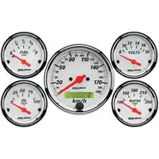 Autometer Arctic White Gauge Kit 3 1/8 Inch Speedo & 2 1/16 Inch Gauges - 5 Piece, AU1302-M