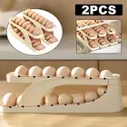 2*Egg Holder for Refrigerator 2-Layer Flip Fridge Door Storage Space Saver Rack