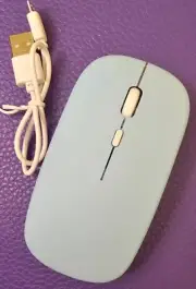 Wireless Mouse 2.4 GHZ Optical USB Rechargeable for PC Laptop Color Light Blue