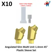 10x Dental Angulated Slim Multi Unit 1.4mm 45° Int Hex 2.0 Plastic Sleeve Set