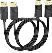 MOSIMLI DisplayPort Cable 6ft 2-Pack,DP Display Port Cord Male to Male Cord Gold-Plated Cord, Supports 4K@60Hz, 2K@144Hz Compatible for Computer, Laptop, Graphics Card, Docking Station