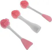 PACKOVE 3pcs Silicone Face Exfoliator Tool Soft Handheld Brush for Face Washing and Mask Application Portable Cleansing Brush for Improved Skin Texture