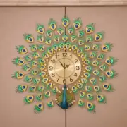 Peacock golden diamond wall clock fashion quiet modern creative clock Home Decor