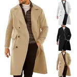 男士冬季保暖風衣雙排扣夾克翻領外套大衣