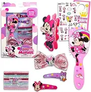 Disney Minnie Mouse Hair Accessories Set - 16 Piece Bundle with Hair Bow, Snap Clips, Hair Elastics, Hair Brush, and More | Minnie Accessories for Girls