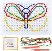 String Drawing Board | Colorful Rope Threading Sensory Boards,Craft Art Board Imagination Development Educational Weaving Drawing Game for Classroom Home School Kindergarten