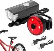 Rechargeable Light - 800 mAh Super Bright USB Rechargeable with 2 Charging Cables - Combinations of Waterproof Black LED Front Headlight and Rear Light Ro